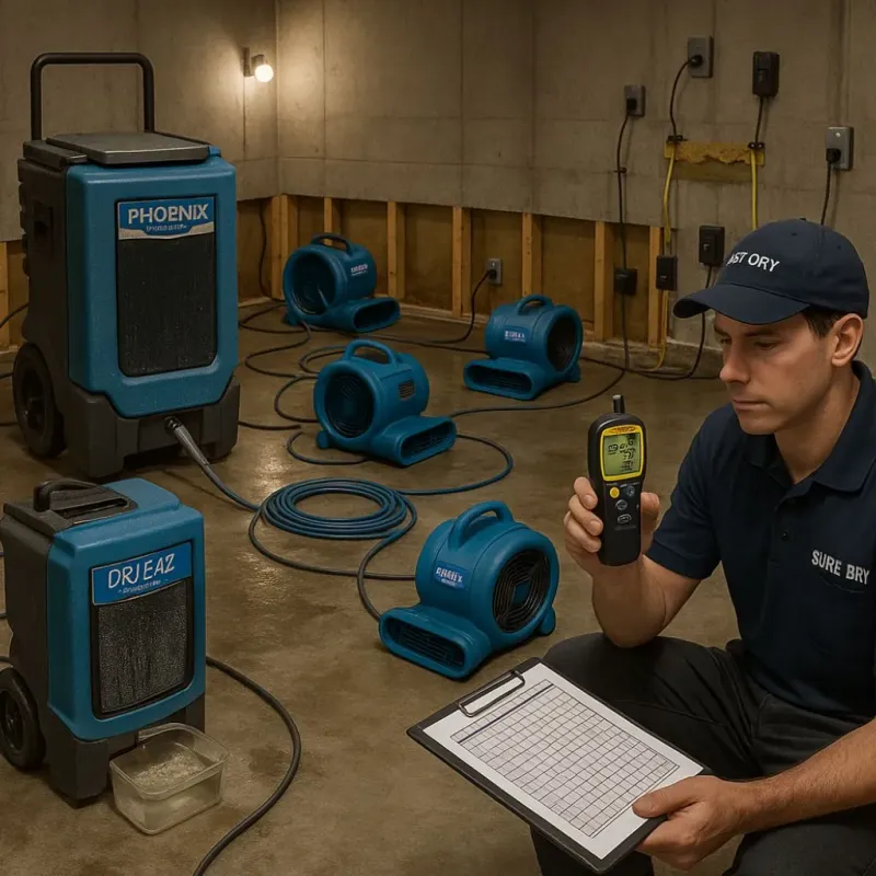 Structural Drying and Dehumidification process in Seagate, NC